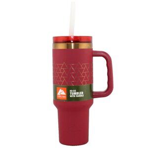 Ozark Trail 40-oz Tumbler With Handle & Straw Tan/Gold Double Wall Insulated New